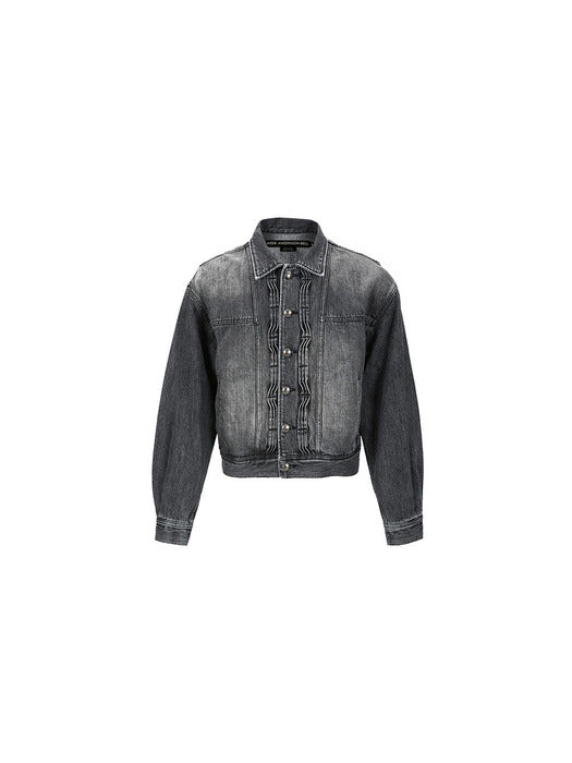 [andersson bell] WAVE DENIM BOMBER JACKET awa570m(WASHED BLACK)