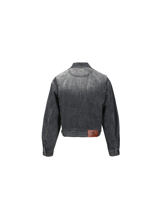 [andersson bell] WAVE DENIM BOMBER JACKET awa570m(WASHED BLACK)