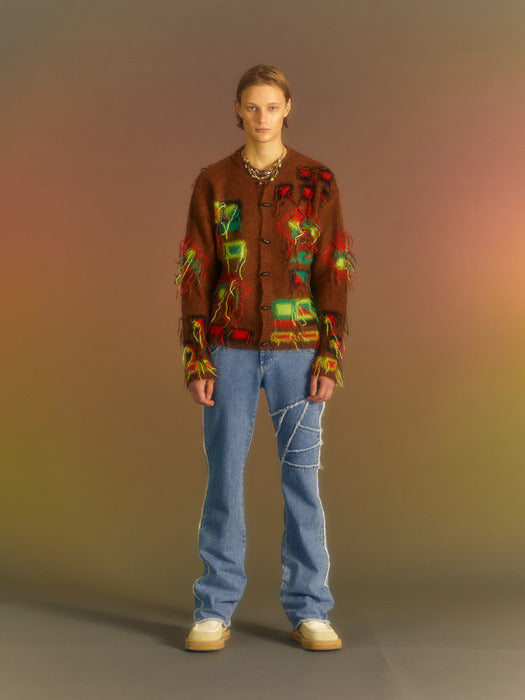 [andersson bell] VILLAGE INTARSIA CARDIGAN atb1006m(BROWN)