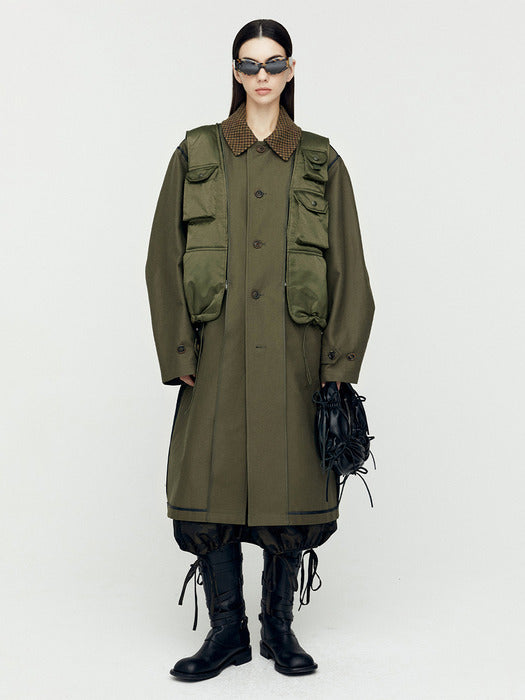 [andersson bell] UNISEX VEST LAYERED INSIDE-OUT COAT awa642u(KHAKI)