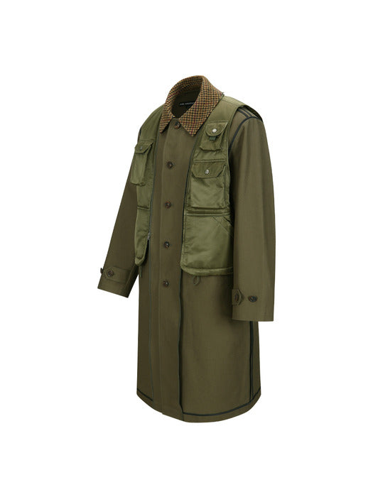 [andersson bell] UNISEX VEST LAYERED INSIDE-OUT COAT awa642u(KHAKI)