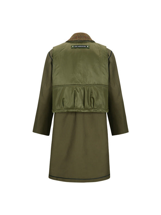 [andersson bell] UNISEX VEST LAYERED INSIDE-OUT COAT awa642u(KHAKI)