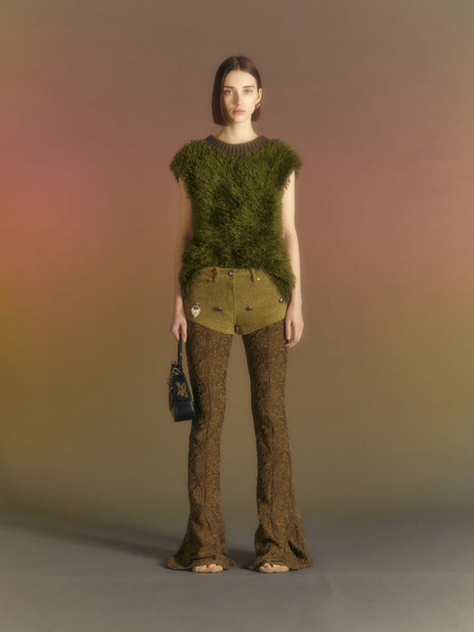 [andersson bell] UNISEX SHAGGY VEST atb1023u(KHAKI)