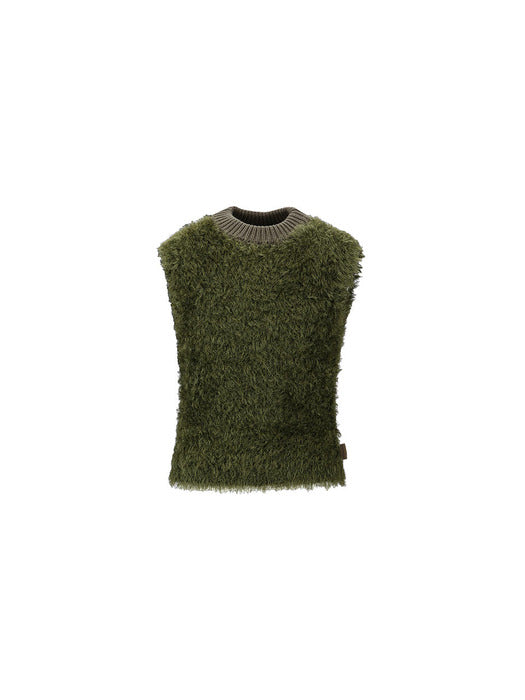 [andersson bell] UNISEX SHAGGY VEST atb1023u(KHAKI)