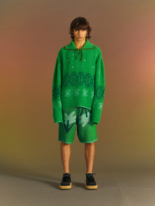 [andersson bell] TETLIN HALF ZIP-UP SWEATER atb1037m(GREEN)