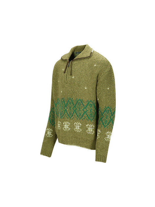 [andersson bell] TETLIN HALF ZIP-UP SWEATER atb1037m(KHAKI)