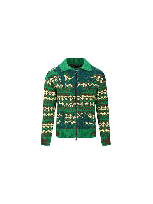 [andersson bell] SUBMERGE NORDIC ZIP-UP CARDIGAN atb1008m(GREEN)