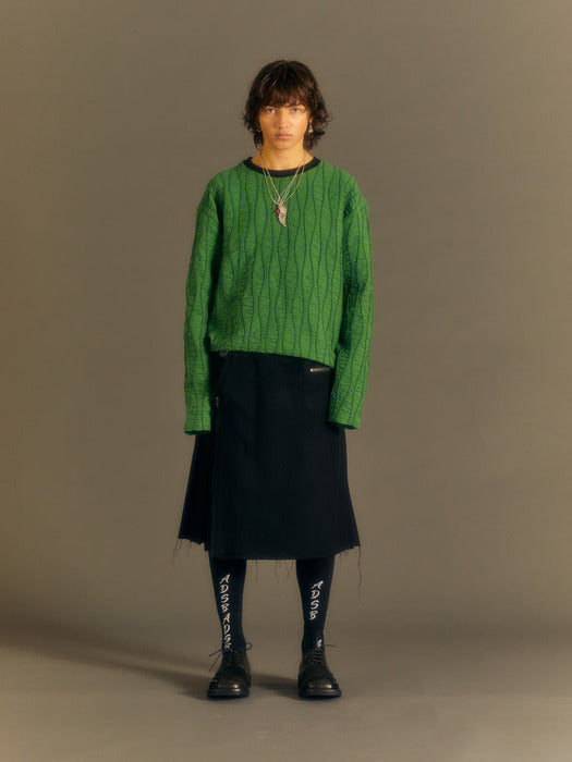 [andersson bell] RAON TOP STITCH CREW-NECK SWEATER atb1020m(GREEN)