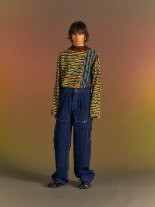 [andersson bell] PAULEN DENIM CARGO PANTS apa672m(BLUE)