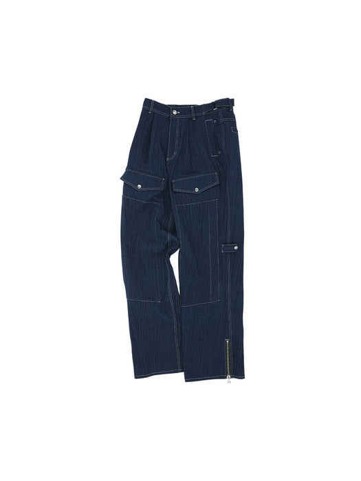 [andersson bell] PAULEN DENIM CARGO PANTS apa672m(BLUE)
