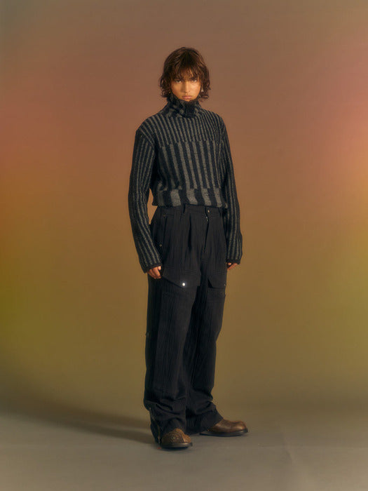 [andersson bell] PAULEN DENIM CARGO PANTS apa672m(BLACK)