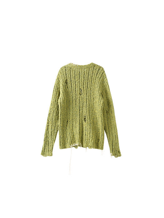 [andersson bell] OLLEN DAMAGED CREW-NECK SWEATER atb1017m(GREEN)