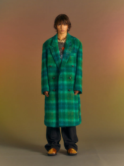 [andersson bell] MORIENS DOUBLE BREASTED COAT awa567m(GREEN/BLUE)