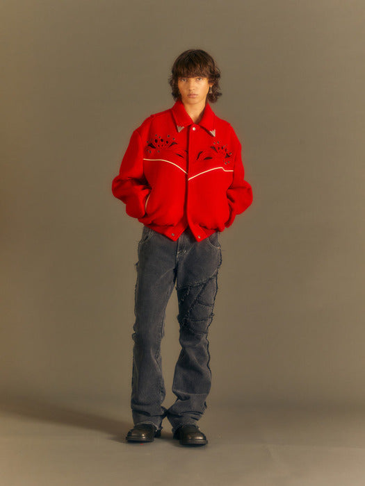 [andersson bell] GHENTEL RAW-CUT FLARE JEANS apa686m(WASHED BLACK)