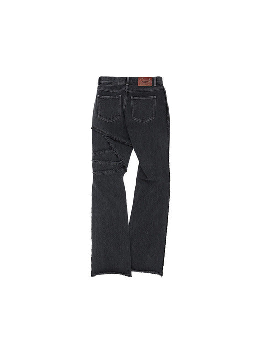 [andersson bell] GHENTEL RAW-CUT FLARE JEANS apa686m(WASHED BLACK)