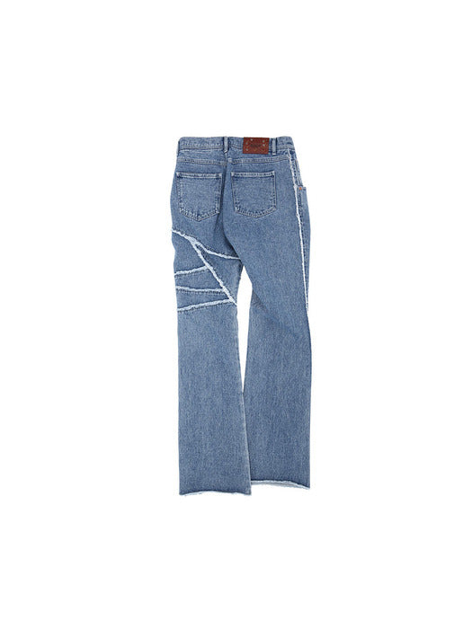 [andersson bell] GHENTEL RAW-CUT FLARE JEANS apa686m(WASHED BLUE)