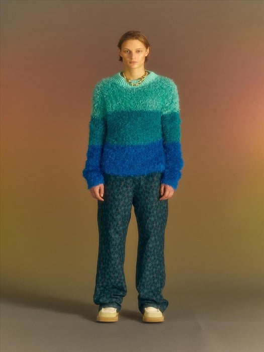 COLOR BLOCK SHAGGY SWEATER atb1028m(BLUE)