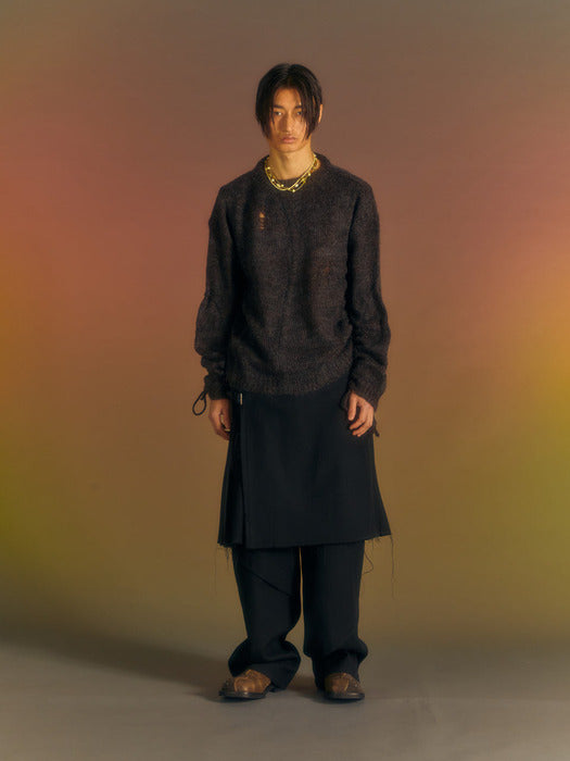 [andersson bell] COLBINE CREW-NECK SWEATER atb1015m(CHARCOAL)