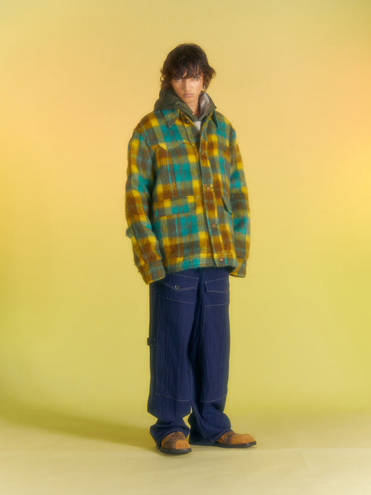 [andersson bell] CHAUNY WOOL CHECK JACKET awa568m(YELLOW/BROWN)