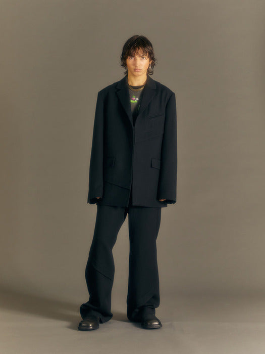 [andersson bell] CAMTTON TWILL WOOL JACKET awa573m(BLACK)