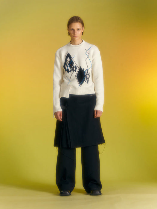 [andersson bell] ARGYLE CREW-NECK SWEATER atb1025m(ECRU)
