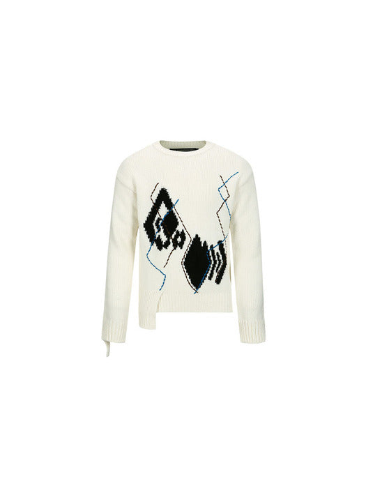 [andersson bell] ARGYLE CREW-NECK SWEATER atb1025m(ECRU)
