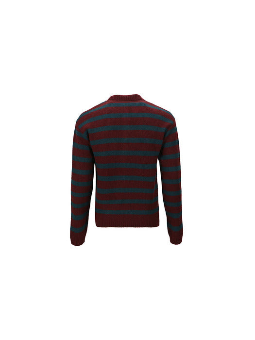 [andersson bell] ADSB STRIPE POLO SWEATER atb1018m(WINE/GREEN)