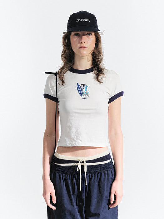 Grove 25Hs Hula Dolphin Ringer T-Shirt (Ivory)