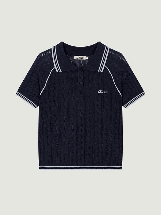 Grove 25Hs Koi Collar Knit (Navy)