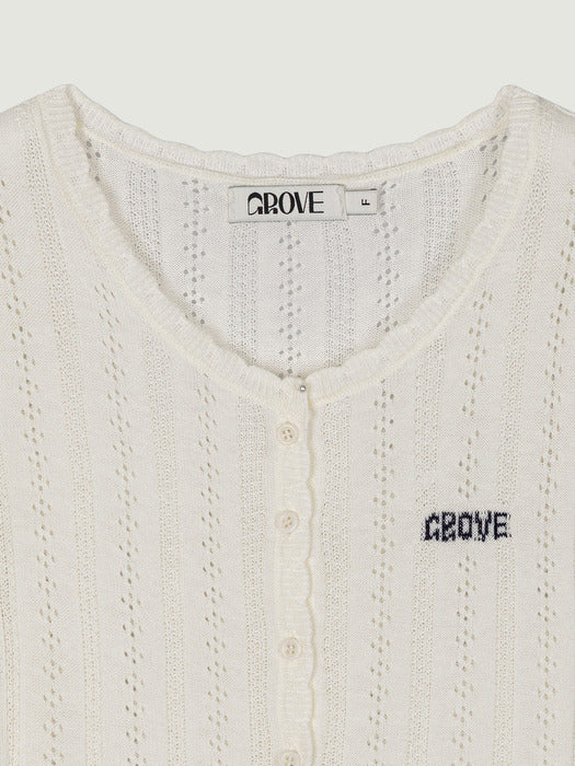 Grove 25Hs Koi Knit Cardigan (White)