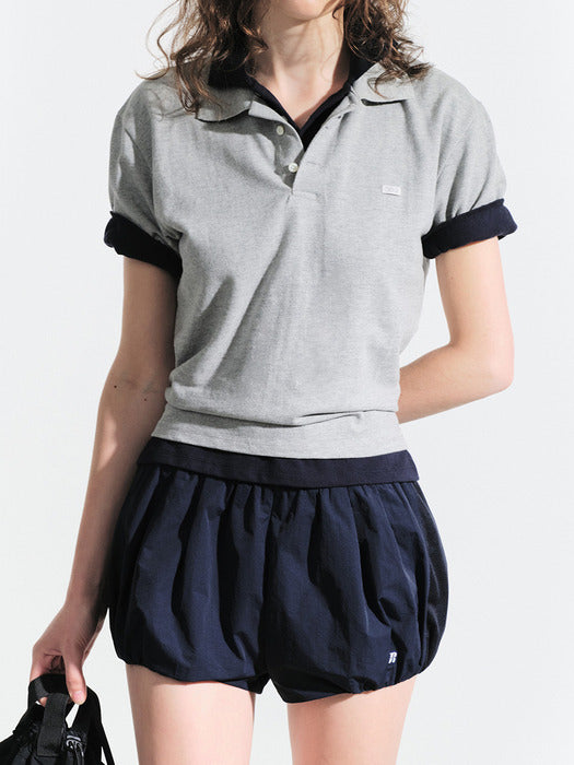 [grove] 25Hs Ryan Shirring Shorts (Navy)