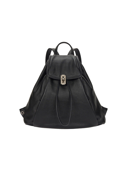 Vunque Hey Pin Tuck Leather Backpack M Black