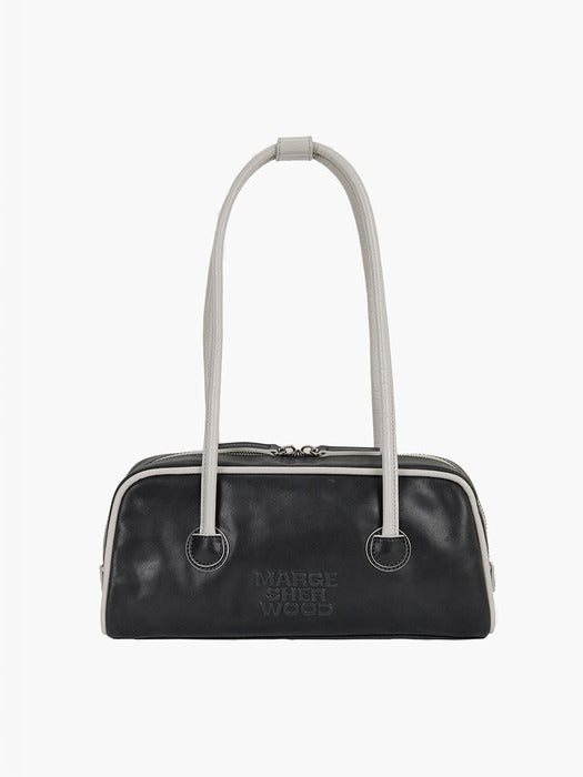 Margesherwood Soft Boston EW Piping black pull-up+light grey crinkle
