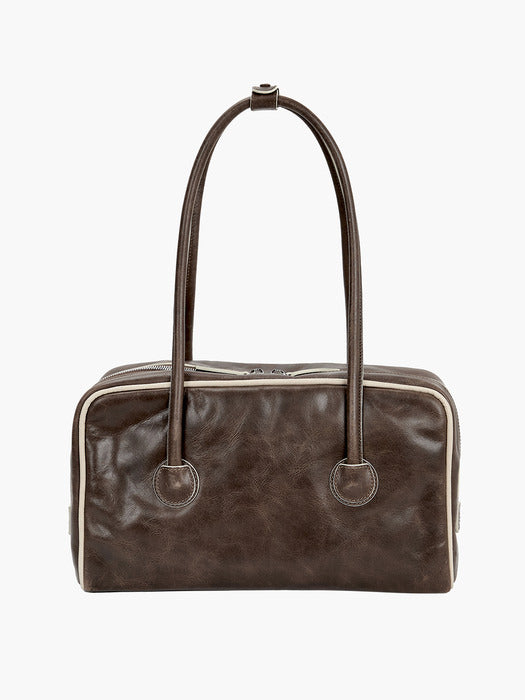 Margesherwood Soft Boston Piping washed brown pull-up+cream beige crinkle