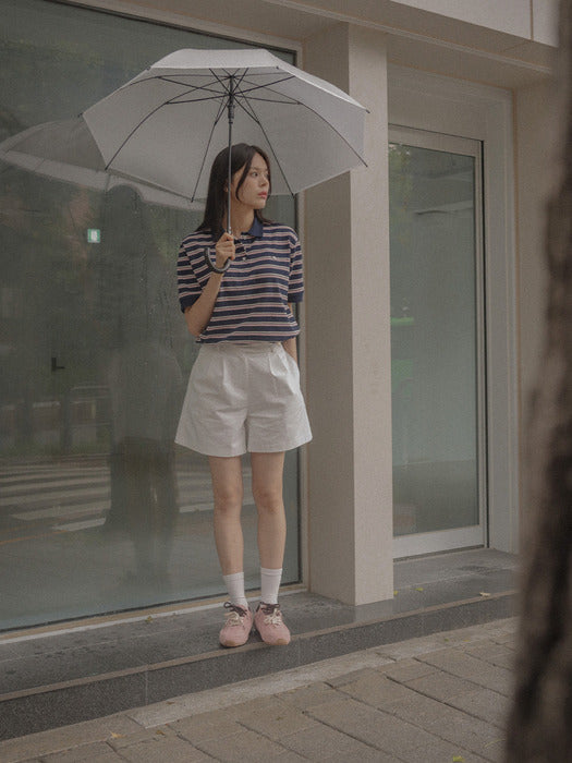 Tillidie Striped collar t-shirt Navy