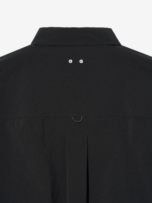 [UNI] Seersucker Short-Sleeve Collared Shacket