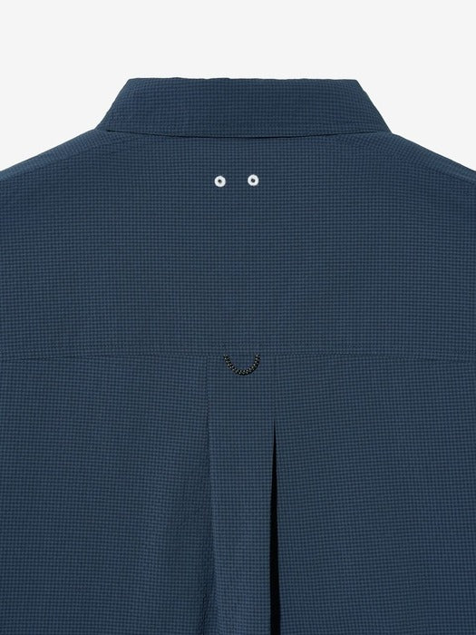 [UNI] Seersucker Short-Sleeve Collared Shacket