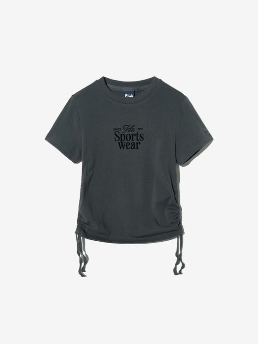 Ruched Graphic T-shirt_FS2RSH2153F_DGY