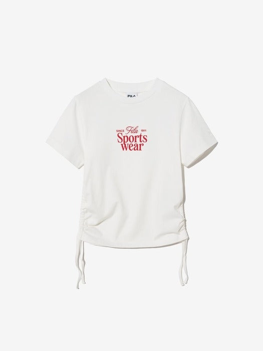 Shirred Graphic T-Shirt_FS2RSH2153F_OWH