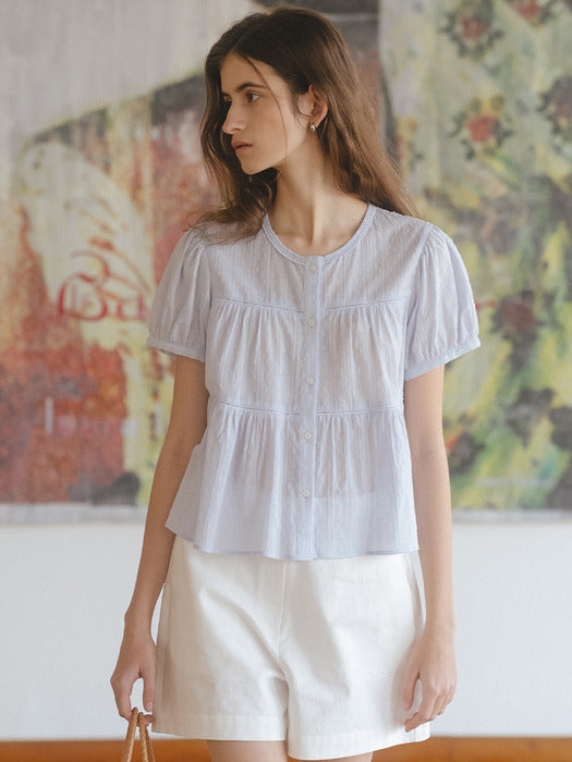 Tillidie Shirring blouse Sky blue