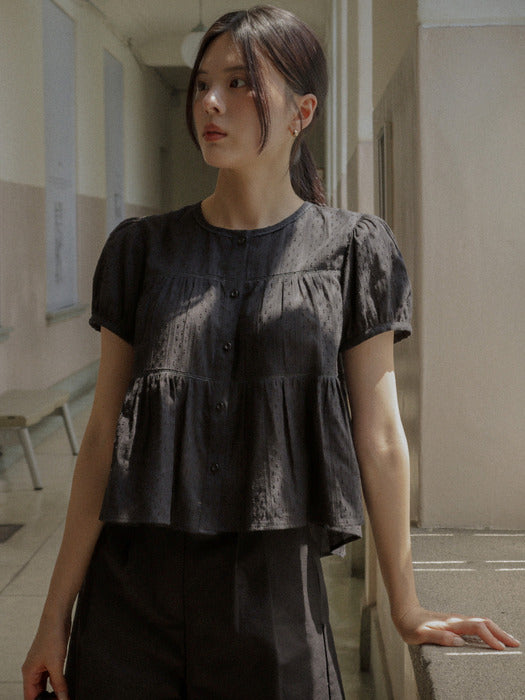 [TILLIDIE] Shirring blouse TISU03BL17_Black