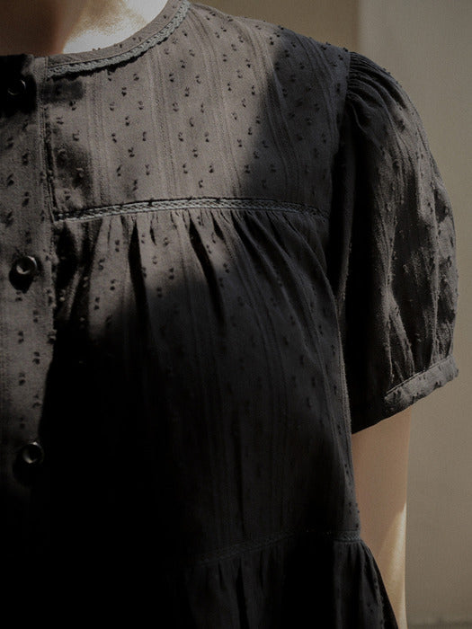 [TILLIDIE] Shirring blouse TISU03BL17_Black