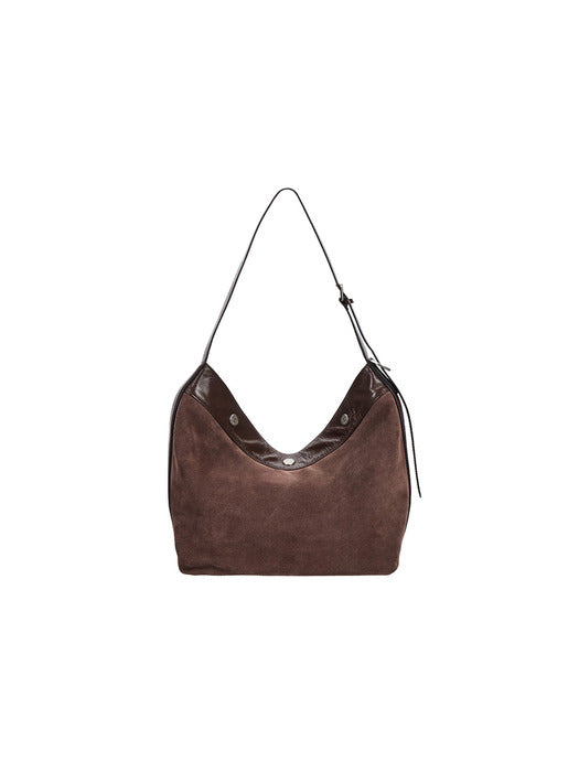 [Exclusive] Perfec Button Up Soft Suede Hobo S (퍼펙 버튼 업 소프트 스웨이드 호보 스몰) Rum Brown