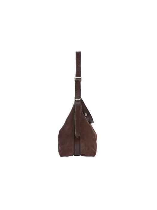 Vunque Perfec Button Up Soft Suede Hobo S Rum Brown
