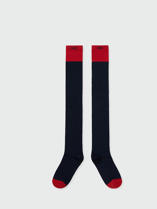 Eenk Contrast Over-the-Knee Socks - Navy