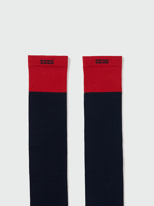 [EENK] Contrast Over-the-Knee Socks - Navy