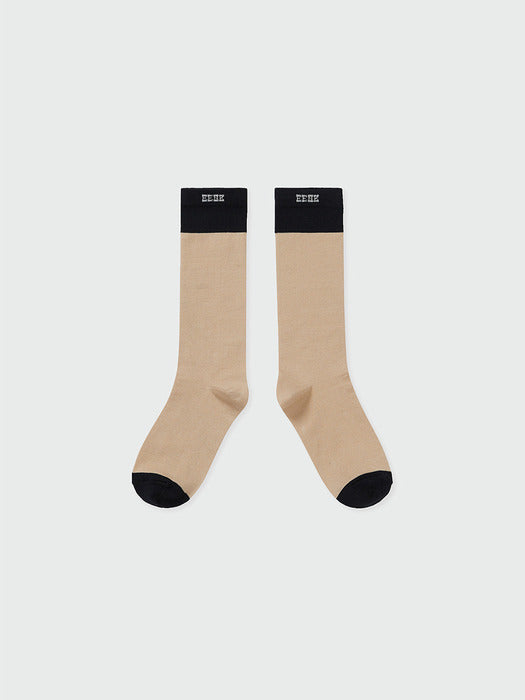 [EENK] Contrast Socks - Beige