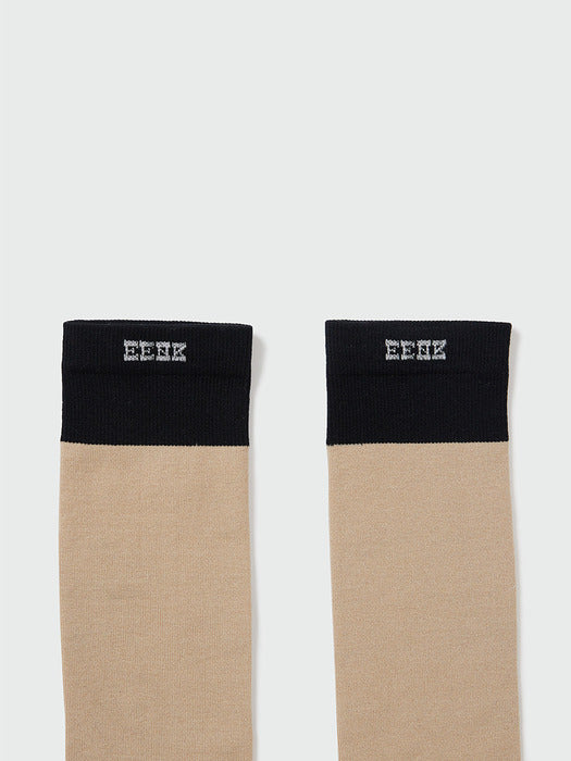 [EENK] Contrast Socks - Beige