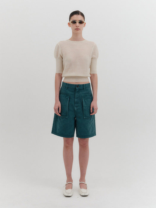 Eenk Pocket Denim Shorts - Green