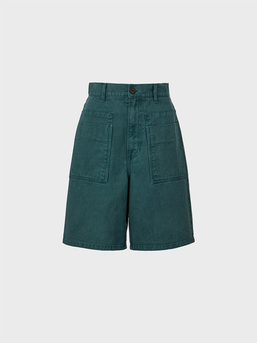 Eenk Pocket Denim Shorts - Green